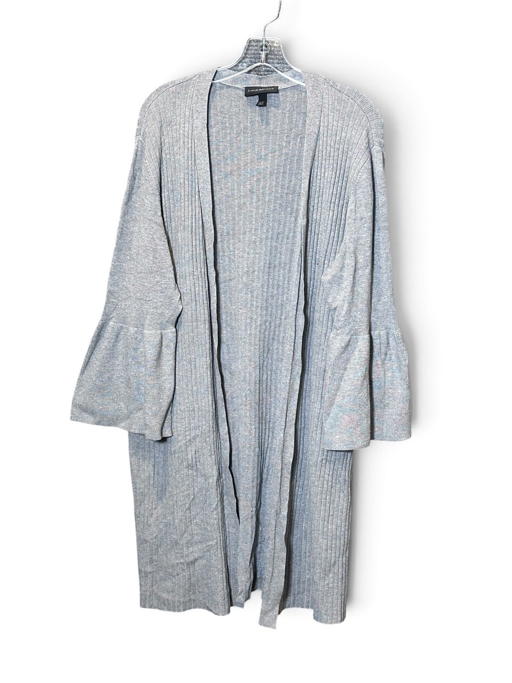 Lane Bryant Cardigan 18 20 Gray Long Duster‎ Bell Sleeve Open Front Knit Plus